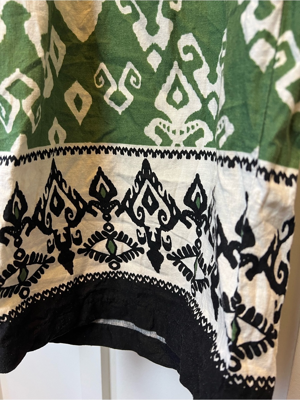Haute Hippie 2X Green Ikat Wide Leg Boho Pants Elastic Waist Plus Size Vacation - Picture 2 of 8
